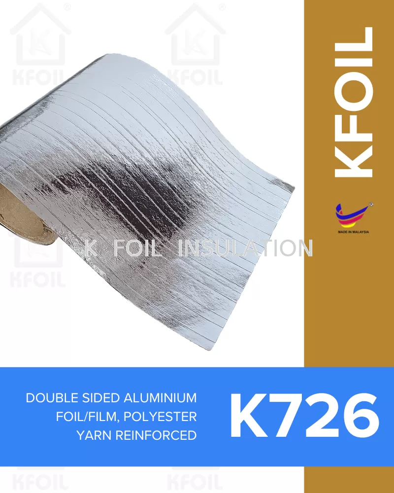 (K726) Double Sided Aluminium Foil/Film, Polyester Yarn Reinforced (W1.25m)