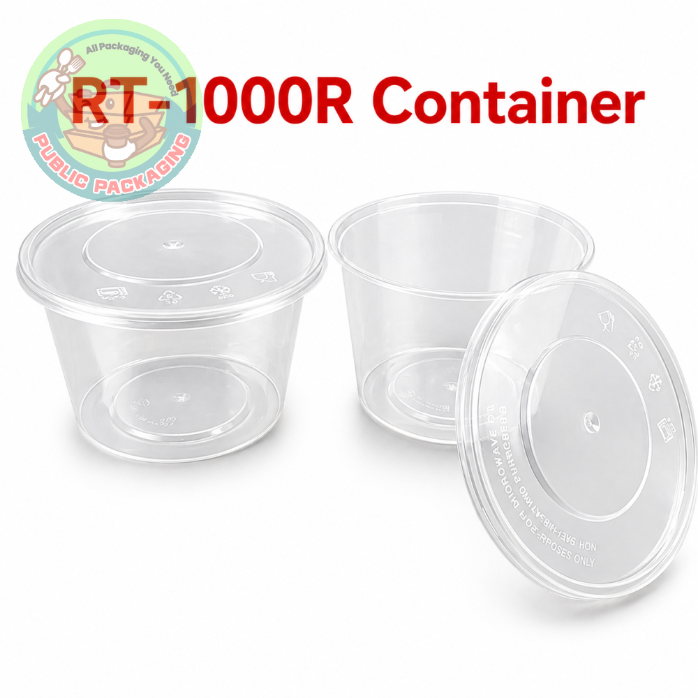 1000ml (RT-1000R) Round Disposable Plastic Food Container (50pcs+- ) 1000ml / 1000 / 1000 ml