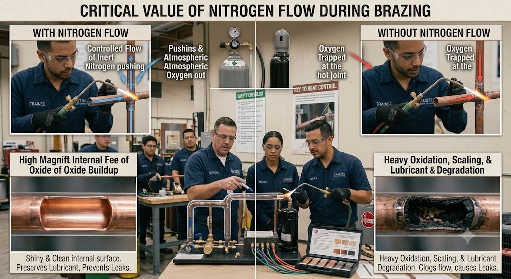 nitrogen flow refrigeration brazing importance