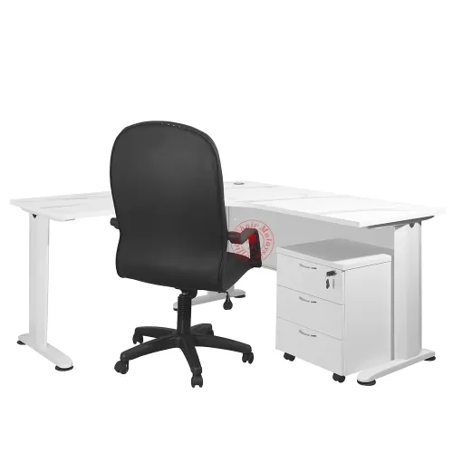 L Shape Office Table with Mobile Pedestal 3 Drawer | Meja Pejabat | Meja Office