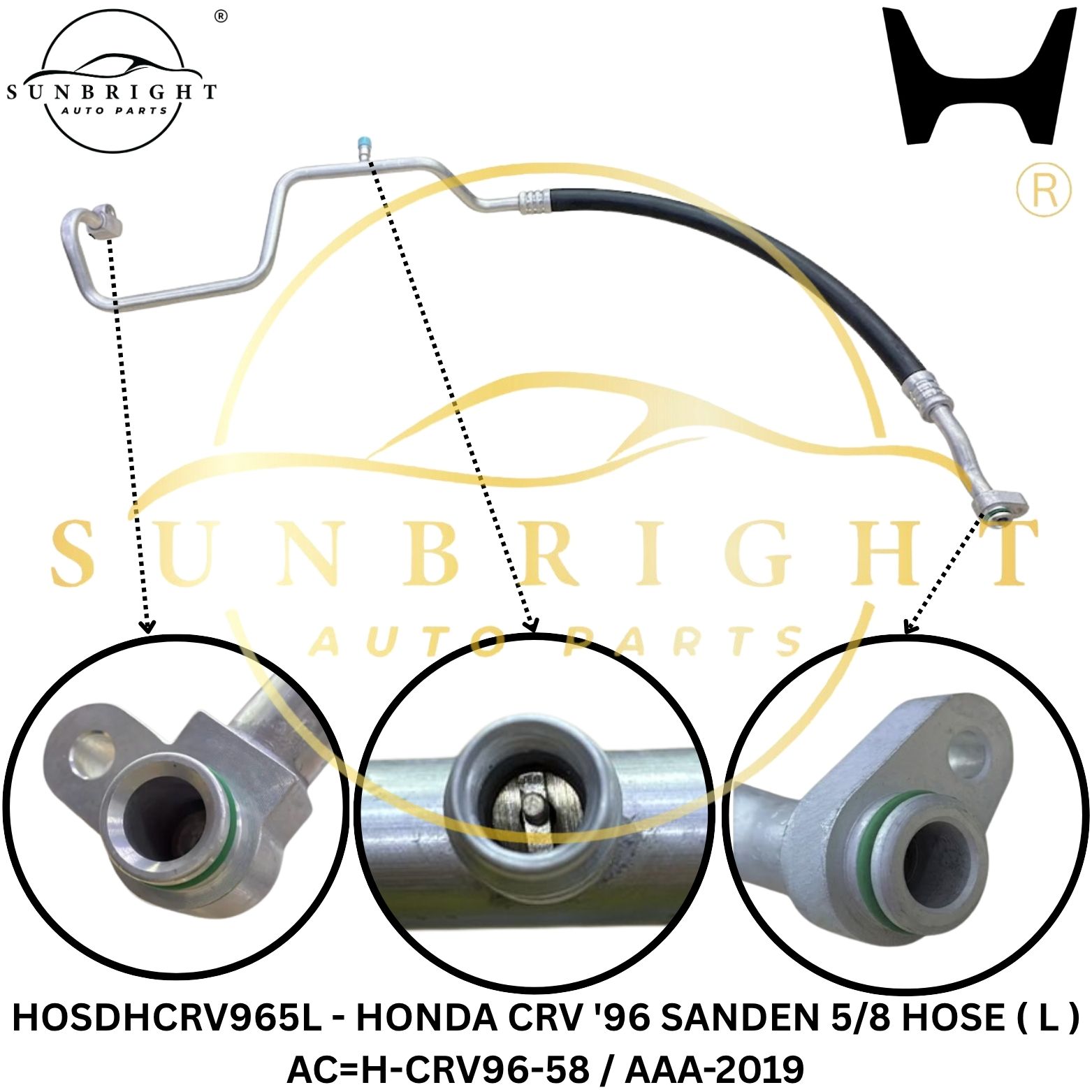 HOSDHCRV965L - HONDA CRV '96 SANDEN 5/8 HOSE ( L ) AC=H-CRV96-58 / AAA-2019