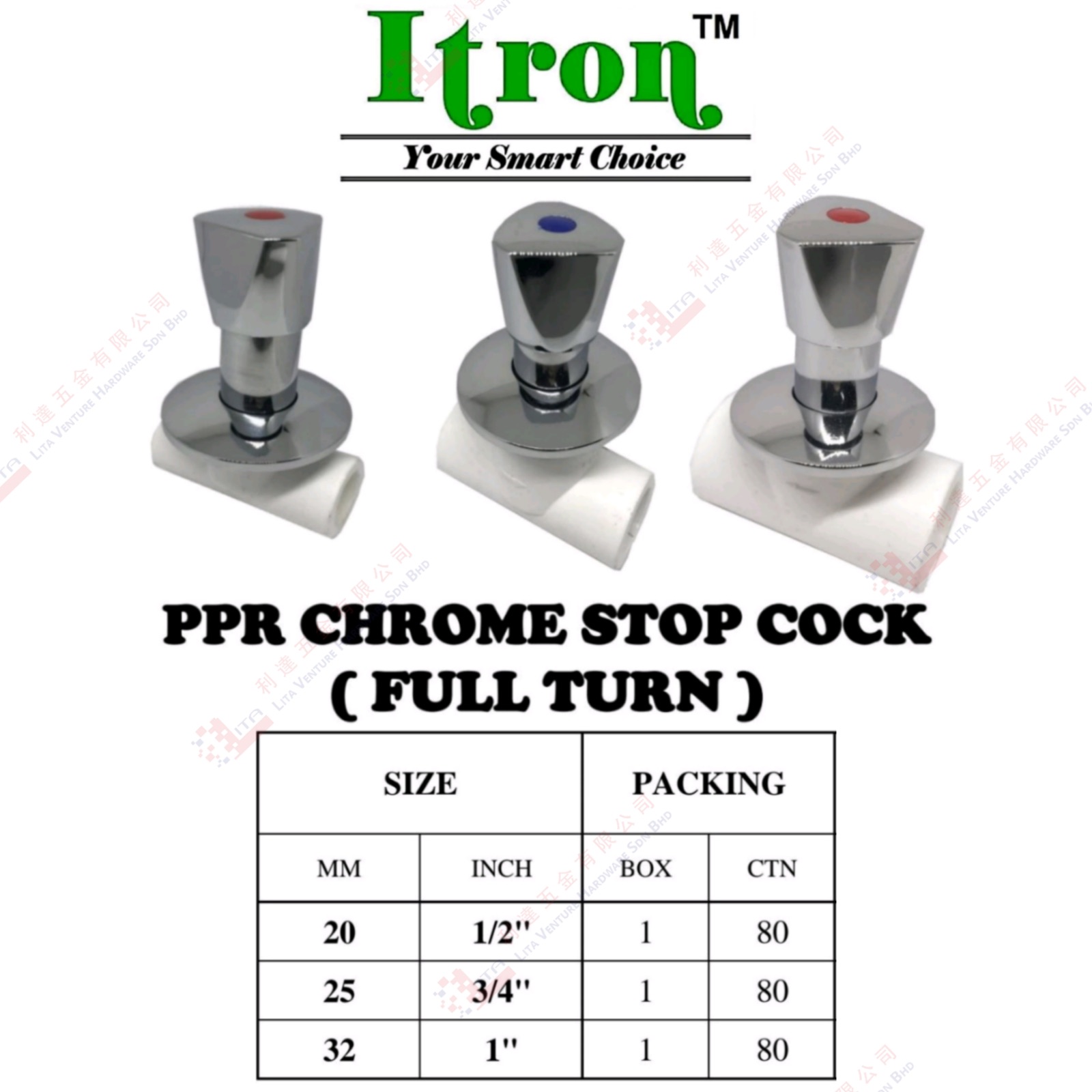 ITRON BRAND PPR CHROME STOP COCK