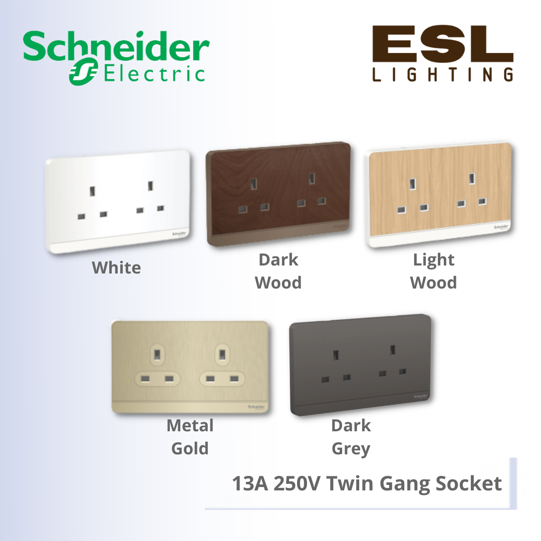 SCHNEIDER AvatarOn 13A 250V Twin Gang Socket - E83T426_WE_G11 E83T426_WD_G11 E83T426_LW_G11 E83T426_GH_G11 E83T426_DG_G11
