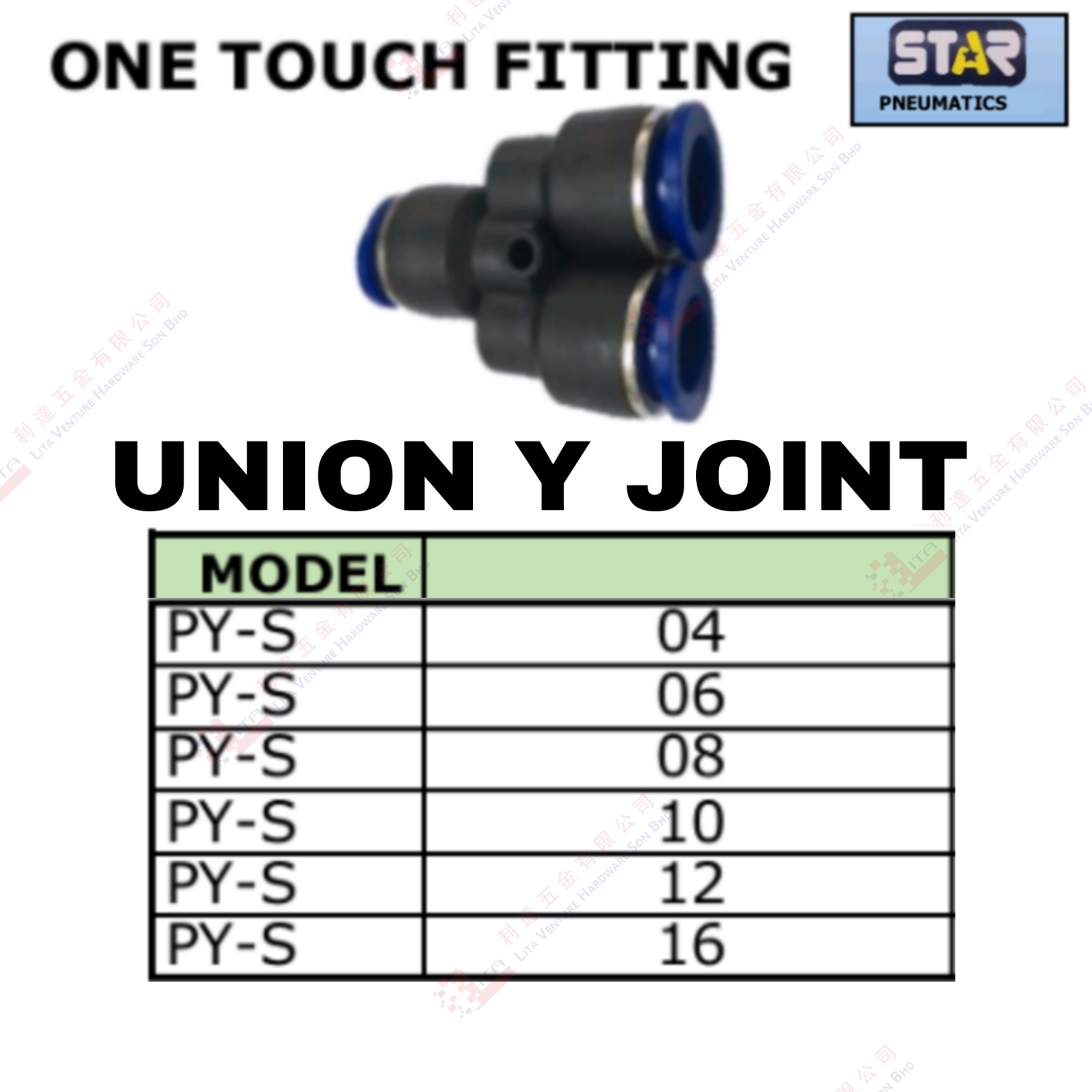 UNION Y JOINT - PYS04 PYS06 PYS08 PYS10 PYS12 PYS16