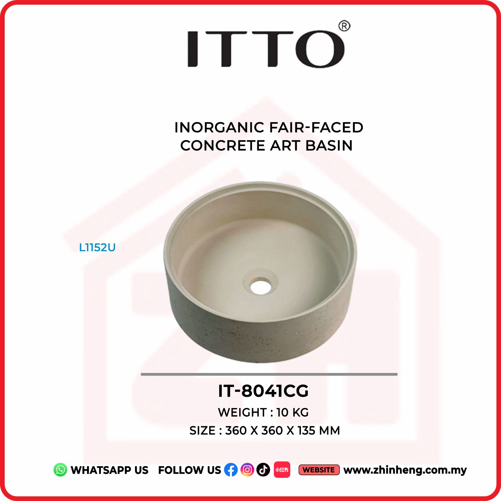 ITTO  INORGANIC FAIR-FACED ​​​​​​​CONCRETE ART BASIN  IT-8041CG