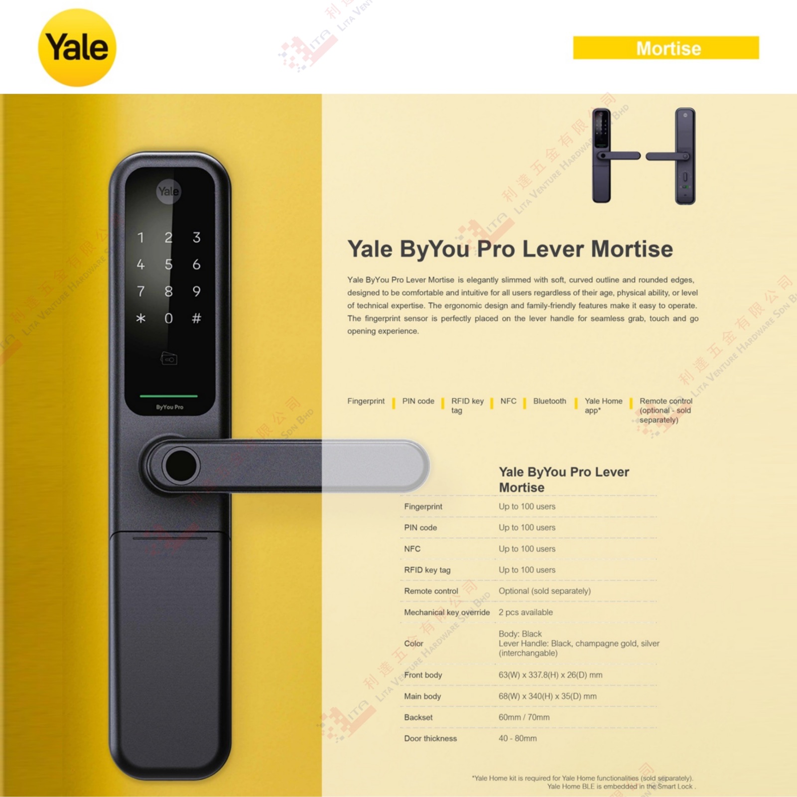 YALE BRAND MORTISE PRO LEVER LOCK