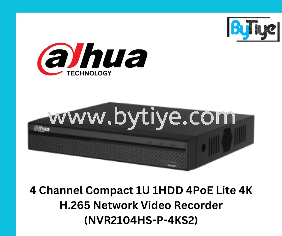 4 Channel Compact 1U 1HDD 4PoE Lite 4K H.265 Network Video Recorder (NVR2104HS-P-4KS2)