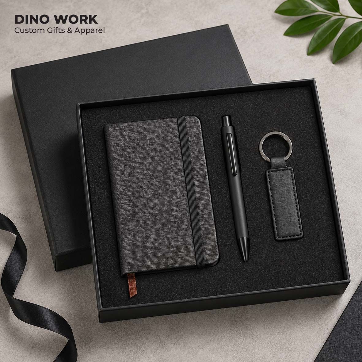 Custom Executive Gift Set (3 in 1) A6 Notebook + Pen + Keychain