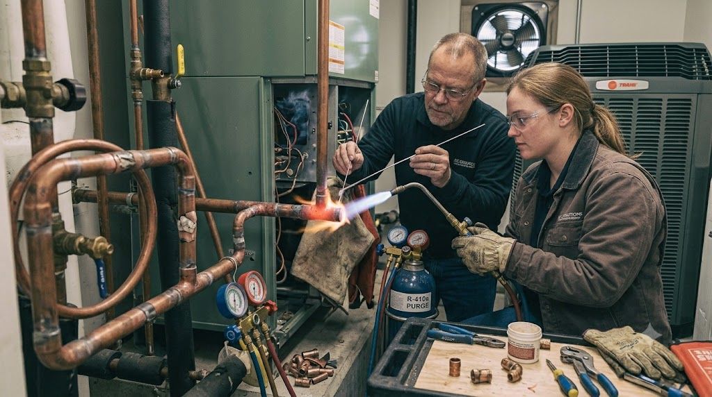 copper pipe brazing HVAC system repair