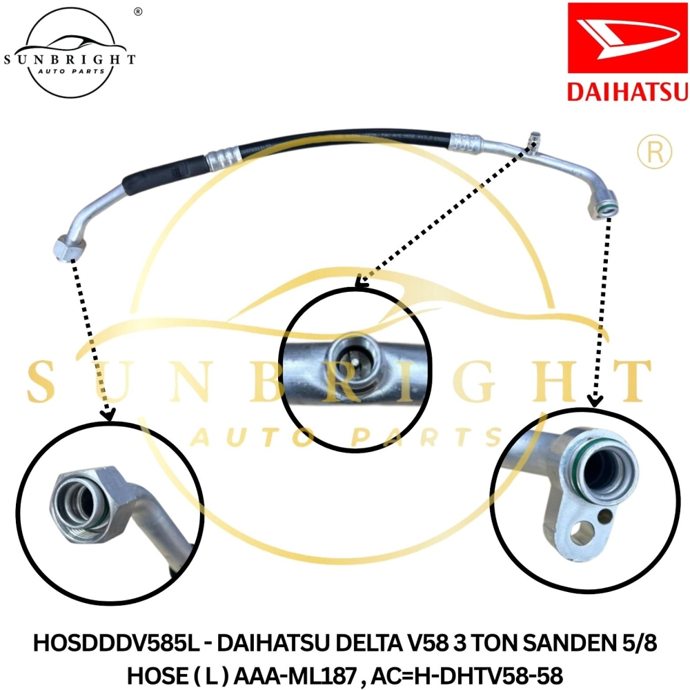 HOSDDDV585L - DAIHATSU DELTA V58 3 TON SANDEN 5/8 HOSE ( L ) AAA-ML187 , AC=H-DHTV58-58
