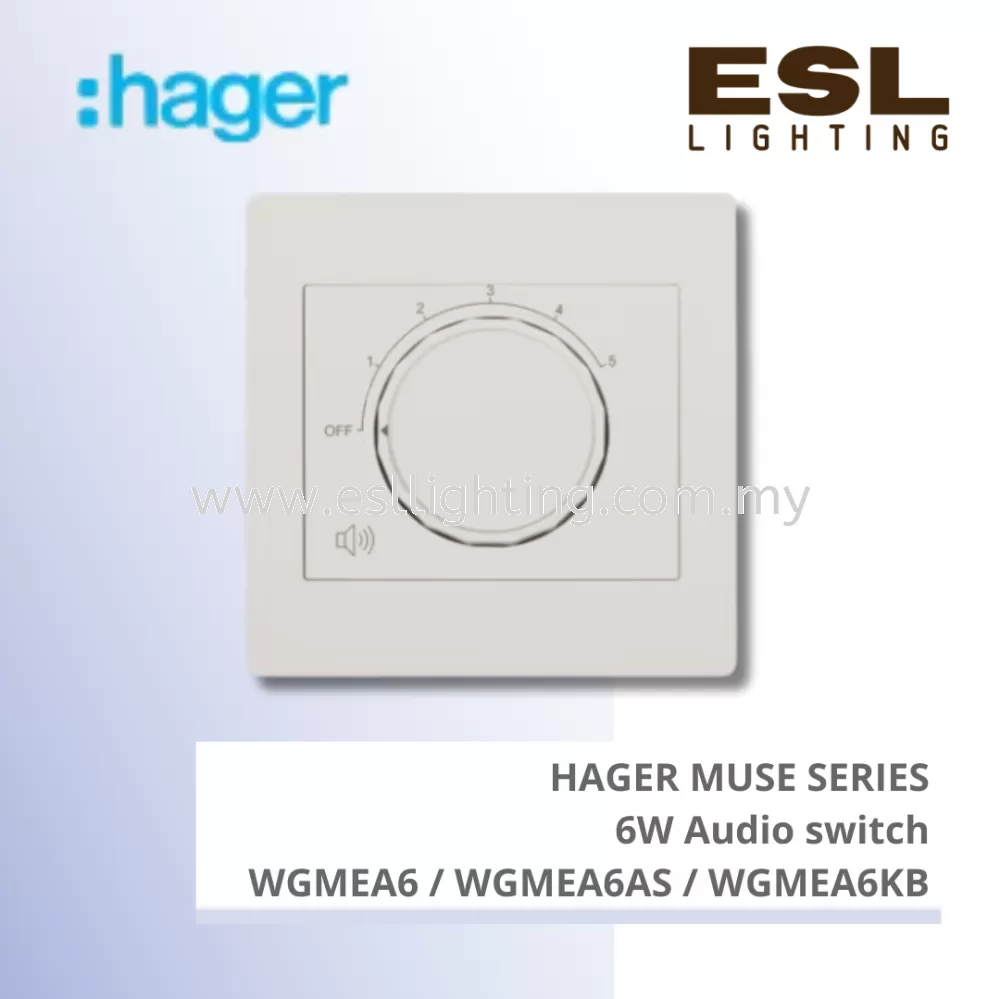 HAGER Muse Series - 6W Audio switch - WGMEA6 / WGMEA6AS / WGMEA6KB