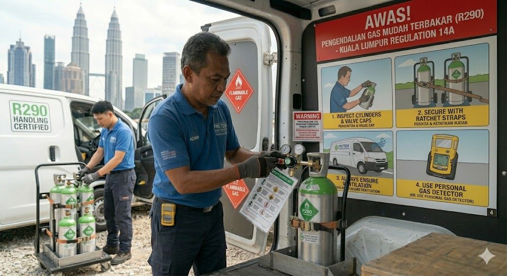 R290 refrigerant handling during transport