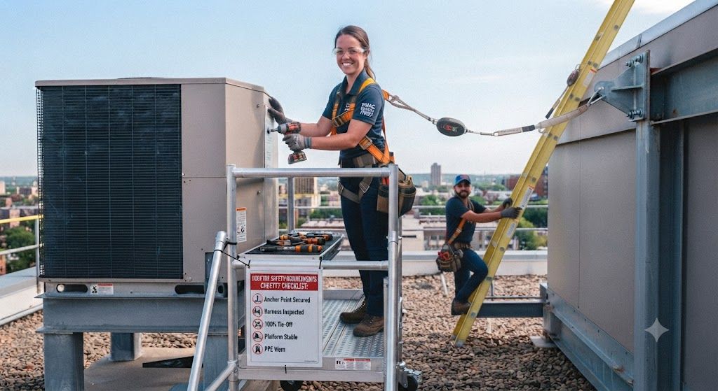 commercial air conditioning installation height safety