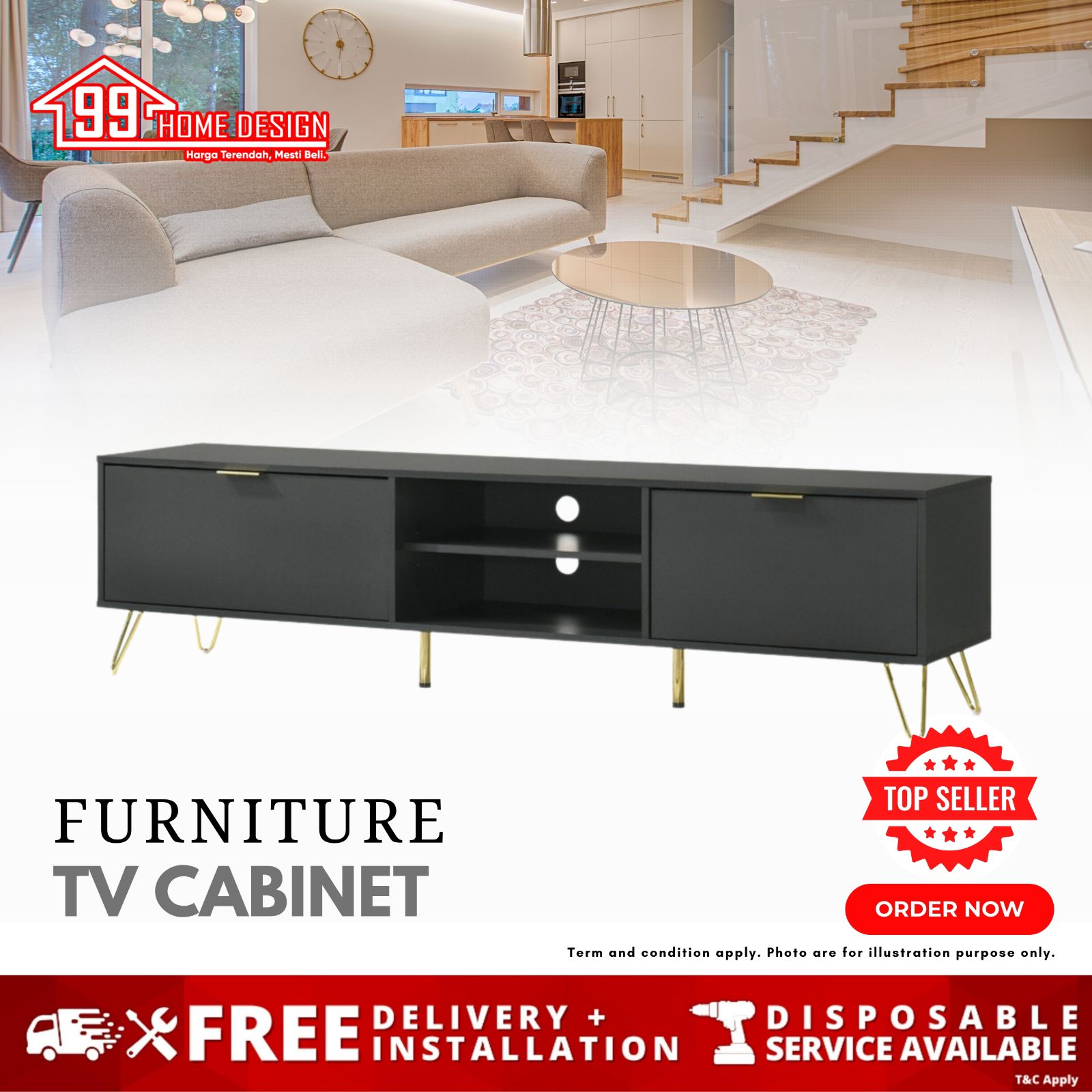 TC5472 : TV CABINET WITH METAL LEG