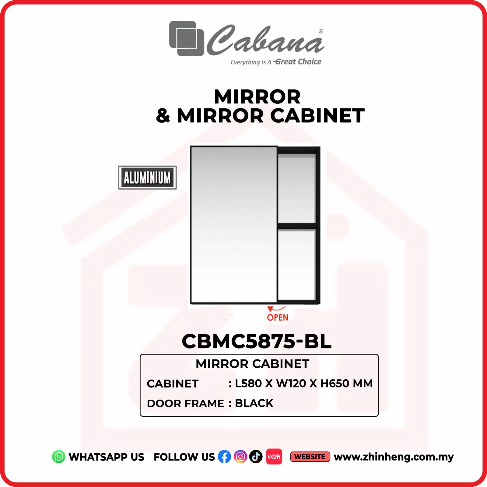 CABANA MIRROR CABINET CBMC5878-BL