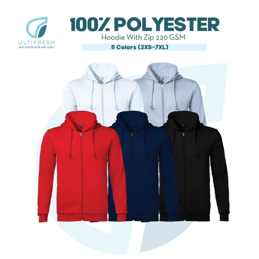 ULTIFRESH Anti-Bacterial Side Pocket Jacket 100% Polyester Hoodie with Zip UHD40