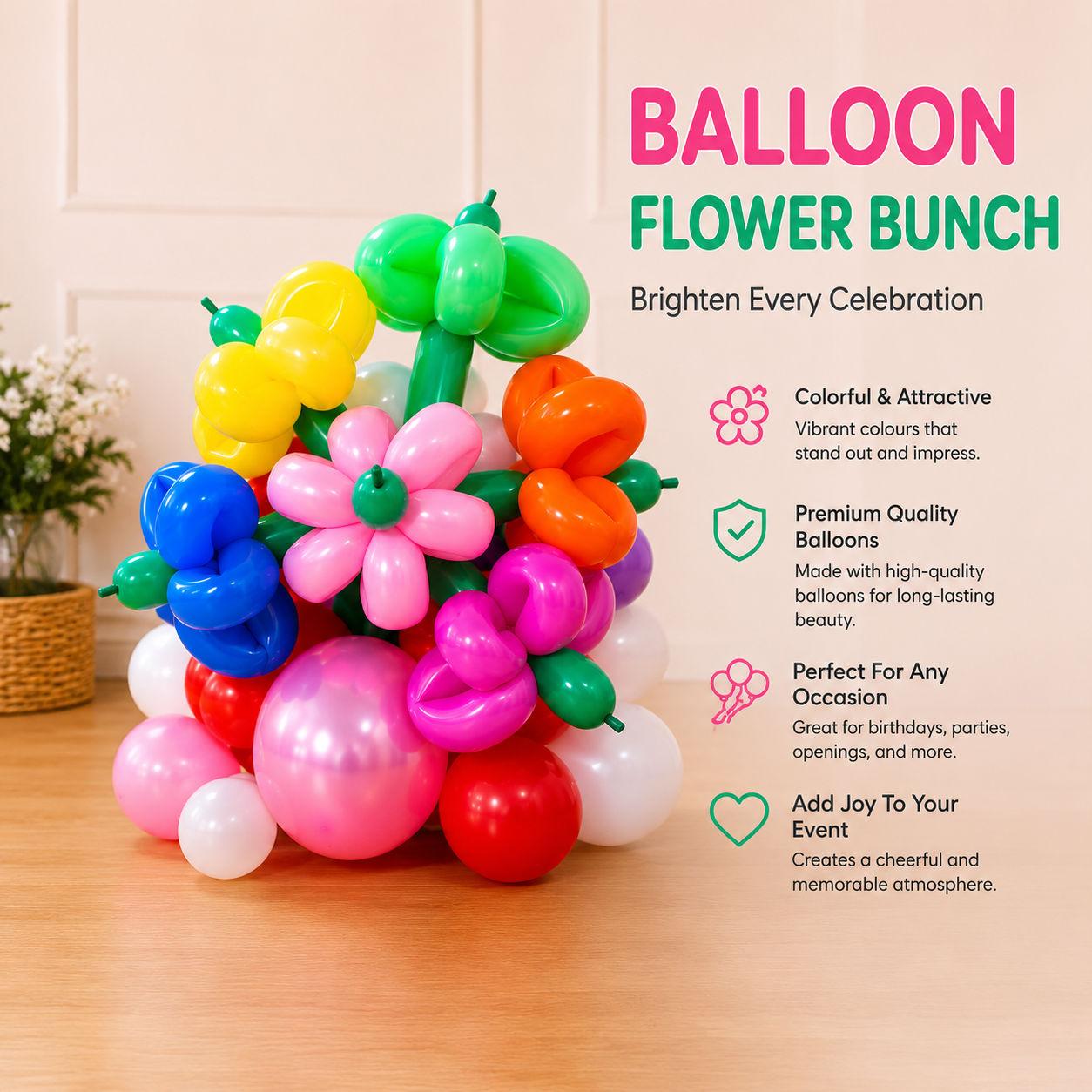 Balloon Flower Bunch Malaysia | Balloon Flower Decoration & Balloon Twisting