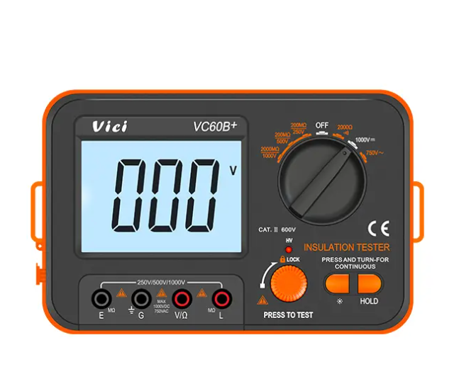 Vici VC60B+ Insulation Resistance Tester, Alarm for High voltage, Audible & Visual Alarm for short circuit, AC voltage, Resistance, Continuity tests.