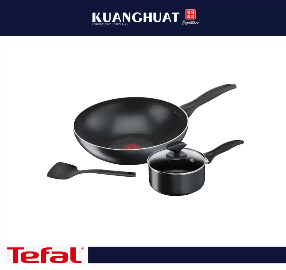 TEFAL Cook & Clean 4 pcs set (Saucepan 16cm + Wokpan 28cm + Small Spatula) B225S405