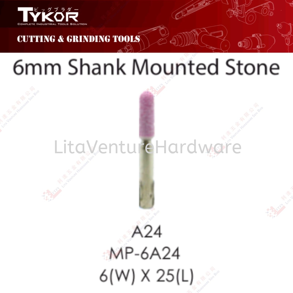 TYKOR BRAND 6MM SHANK MOUNTED STONE - A24 MP6A24 6MMX25L