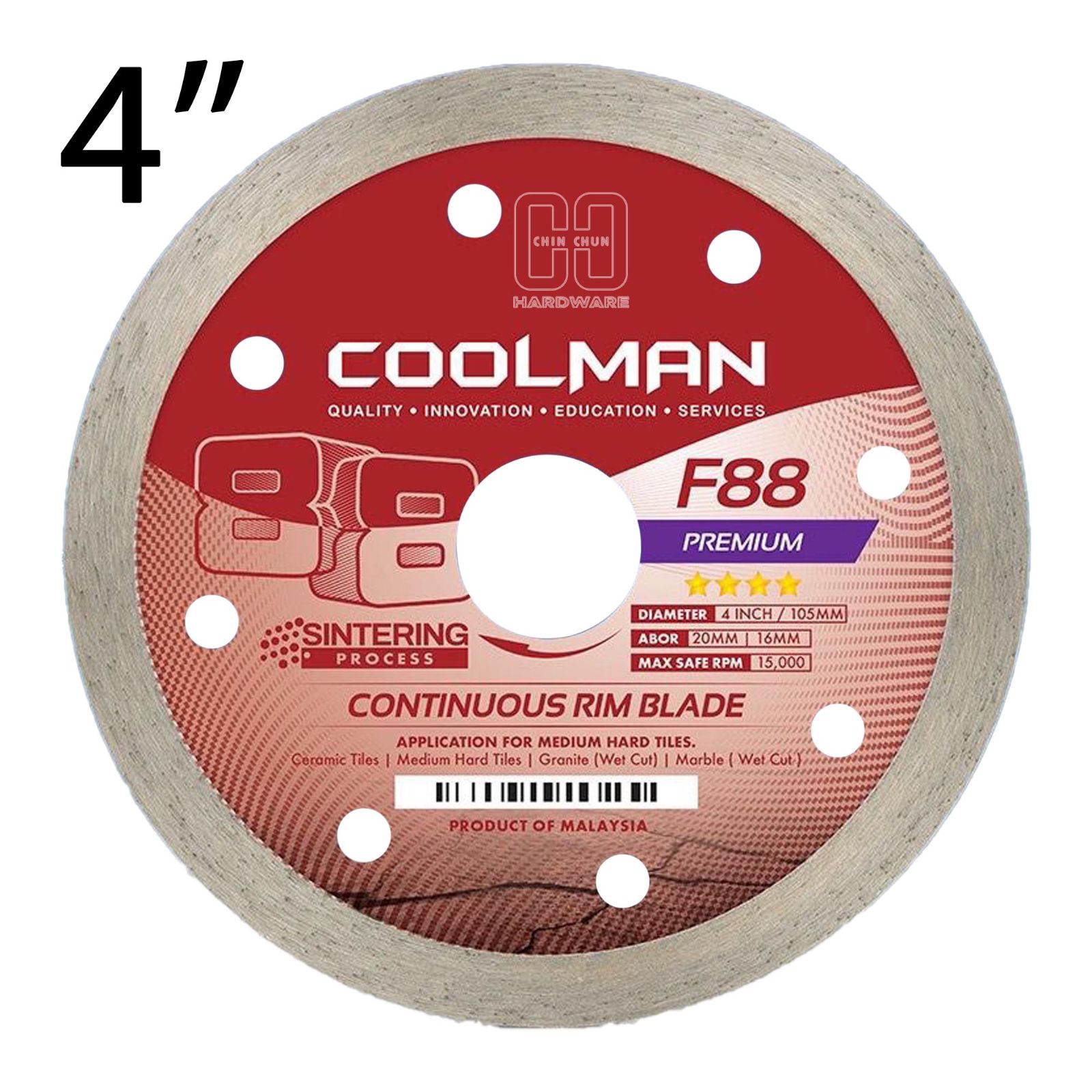 COOLMAN F88 CONTINUOUS RIM BLADE 4"