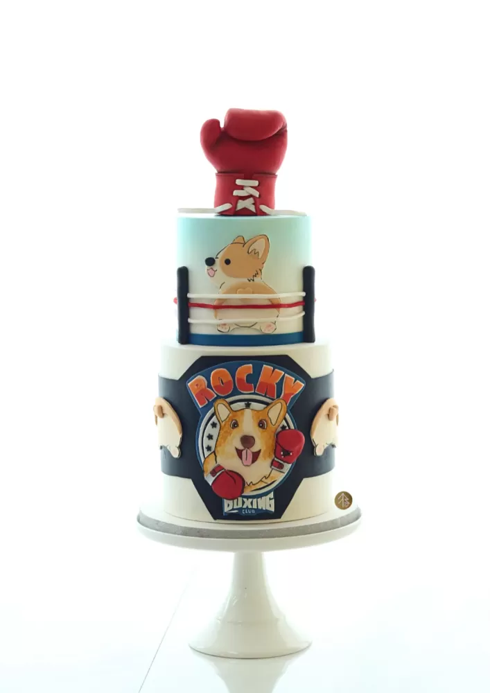 Corgi Boxing Cake