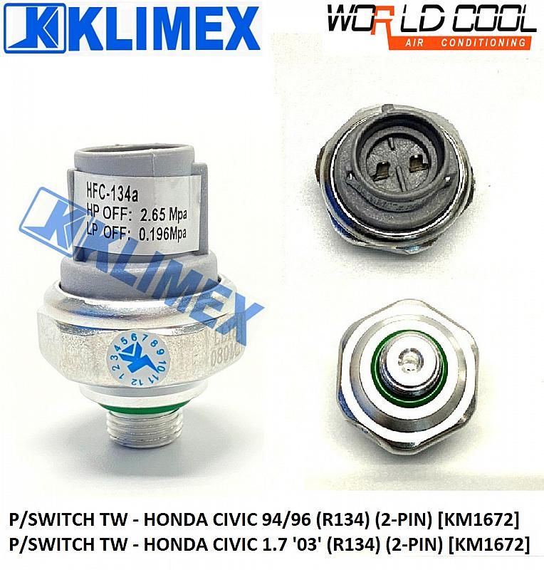 PRESSURE SWITCH WORLDCOOL - HONDA CIVIC 94 / 96 ( R134 ) ( 2-PIN ) [ KM1672 ]