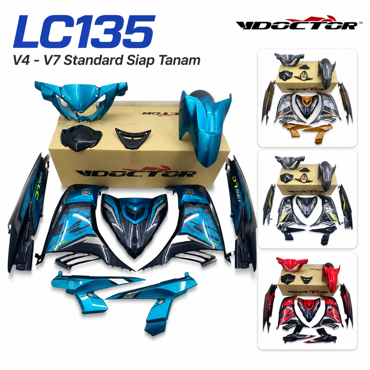 LC135 V4 - V7 Doctor Standard Siap Tanam Cover Set Motor (5 DESIGN)
