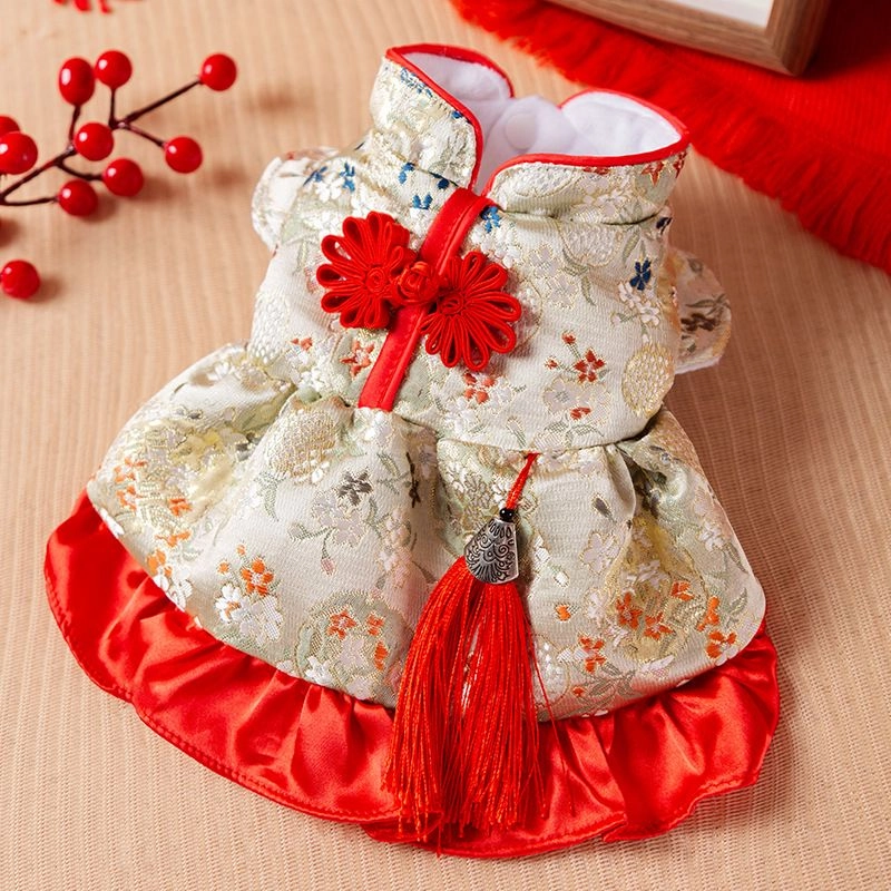 Pet Dress New year dress Pet Pretty Dress CNY Clothes Wedding Dress Baju Kucing 宠物旗袍连衣裙唐装狗狗 猫咪旗袍 宠物新年服装