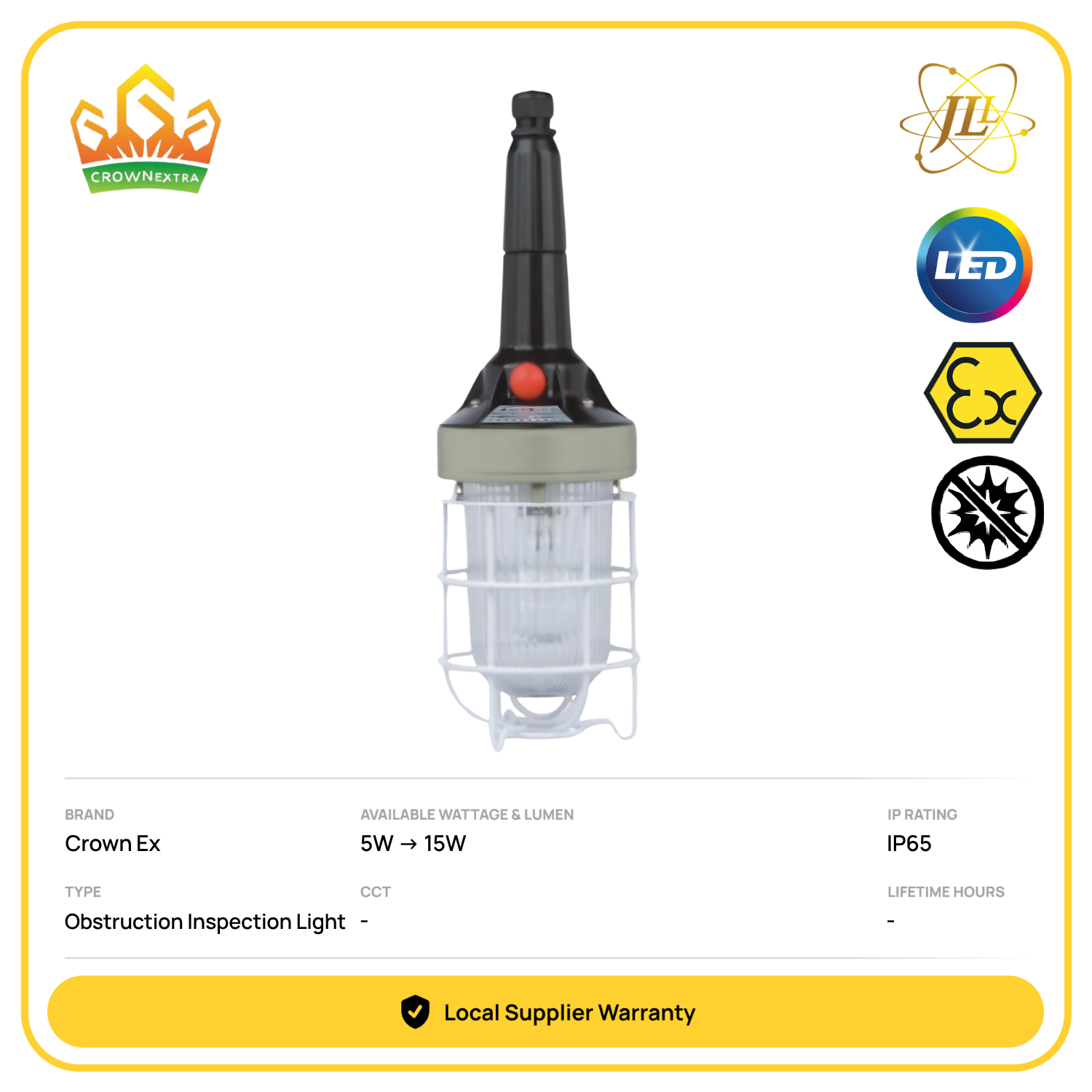 CROWN EX BCD-S 220VAC 50HZ IP65 EXPLOSION PROOF HAZARDOUS FLAMEPROOF ANTI SPARK AVIATION OBSTRUCTION INSPECTION LIGHT HANDHELD & HOOK MOUNTING OFFSHORE BEACON LANTERN LIGHT [5W/10W/15W] [E27]