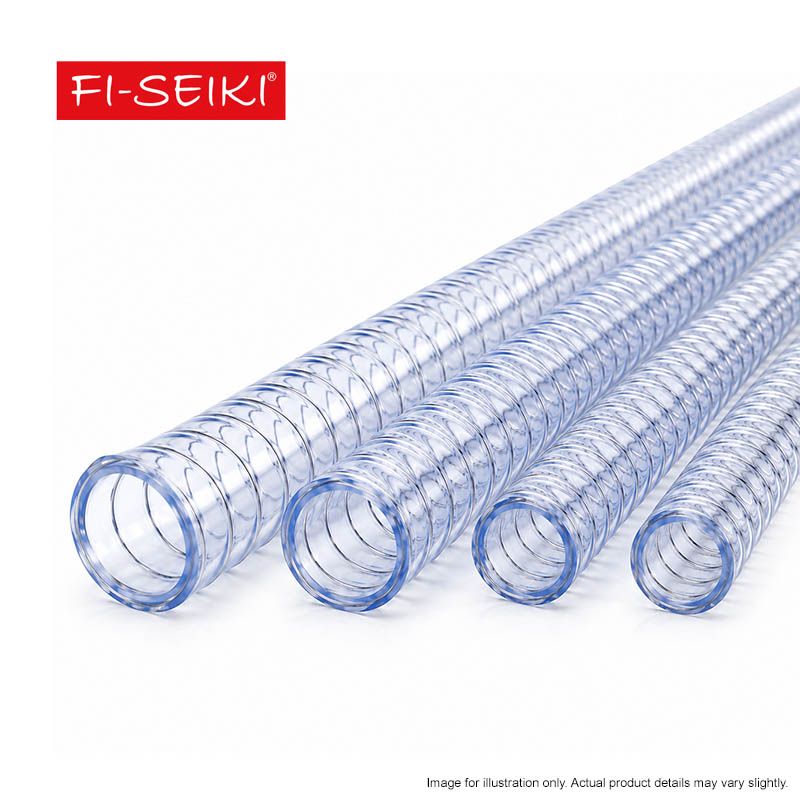 FI-SEIKI PVC Spring Hose – Clear Steel Wire Reinforced Suction & Delivery Hose (3/8″ to 6″)