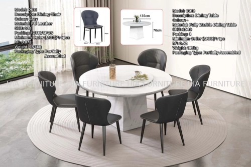 Fully Marble Dining Table - C019 | Dining Chair DC11