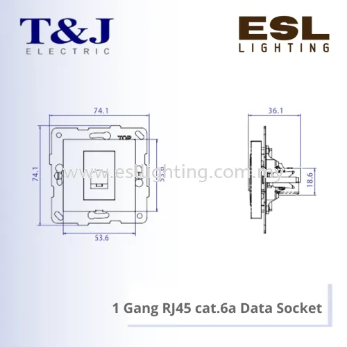 T&J LAVINA"95" SERIES 1 Gang RJ45 cat.6a Data Socket - JC841PC-W-LAL / JC841PC-W-LBE / JC841PC-W-LBL / JC841PC-W-LBR / JC841PC-W-LGR / JC841PC-W-LIV / JC841PC-W-LLA / JC841PC-W-LSI / JC841PC-W-LTP / JC841PC-W-LWH