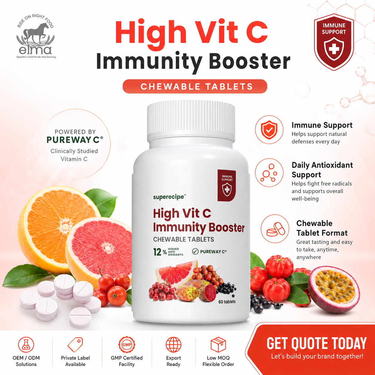 Halal Vitamin C Immunity Tablet OEM Manufacturer for Global Wellness Brands