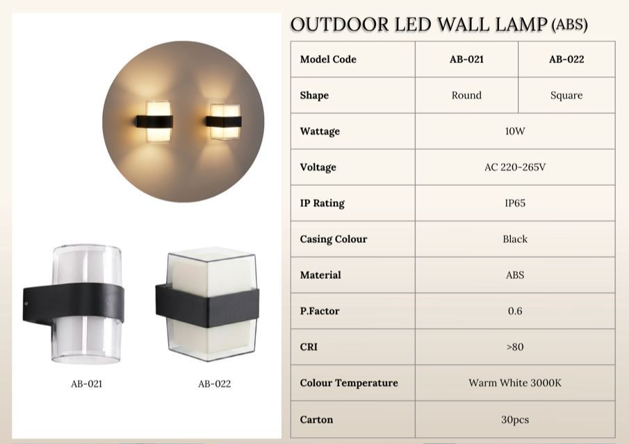Outdoor ABS LED Wall Lamp (AB-023)
