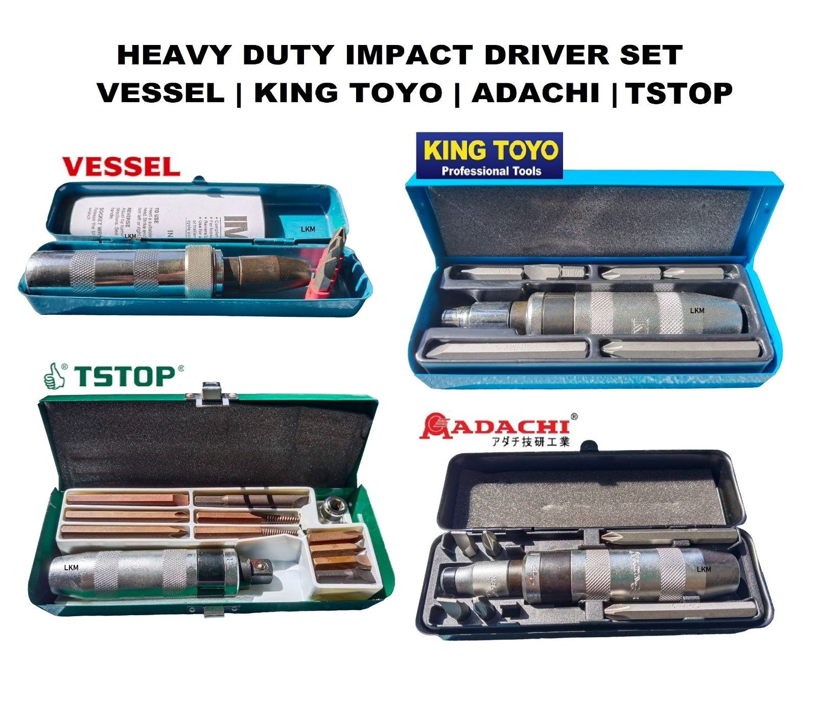 [LOCAL] Heavy Duty Impact Driver Set VESSEL | KING TOYO | ADACHI | TSTOP