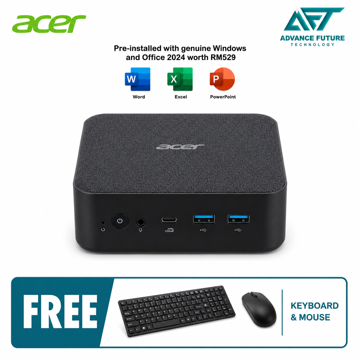 Acer Revo Box RB102-CZN-35400W11 Mini PC ( AMD Ryzen 3 5400U, 8GB, 512GB SSD, ATI, W11, H&S 2024&M365 )