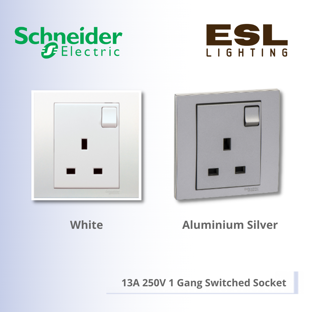SCHNEIDER Vivace 13A 250V 1 Gang Switched Socket - KB15_WE_G11 KB15_AS_G11