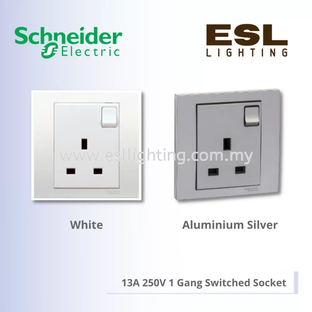 SCHNEIDER Vivace 13A 250V 1 Gang Switched Socket - KB15_WE_G11 KB15_AS_G11