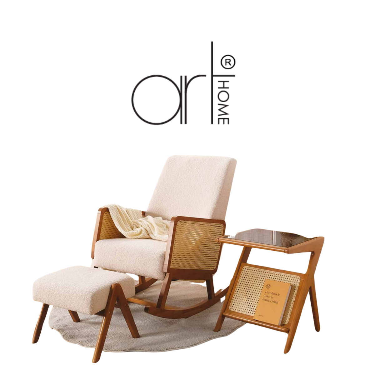 JAMIE HIGHBACK ROCKING CHAIR WITH MAGAZINE RACK