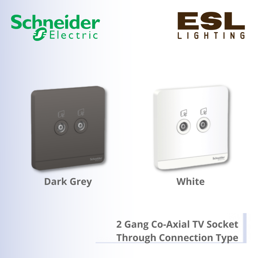SCHNEIDER AvatarOn 2 Gang Co-Axial TV Socket (Through Connection Type) -  E8332TV_WE_G11 E8332TV_DG_G11