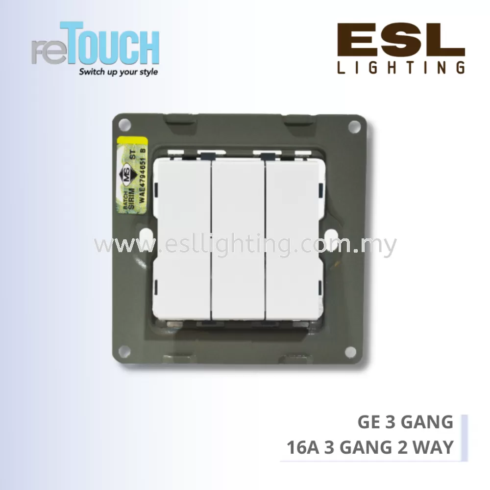 RETOUCH GRAND ELEMENTS - GE 3 GANG - E/SW032W-GW – 16A 3 G ANG 2 WAY