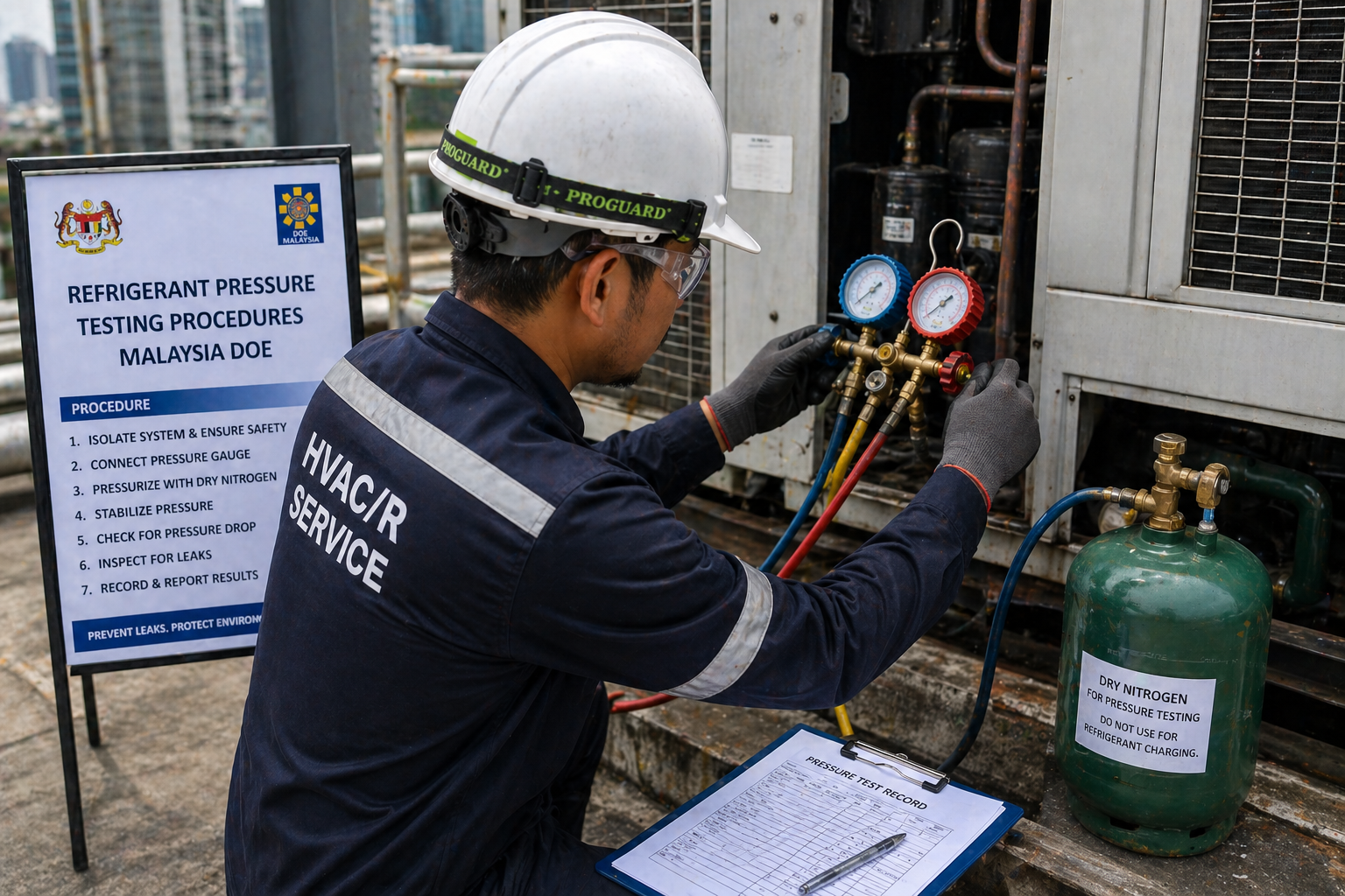 refrigerant pressure testing procedures Malaysia DOE