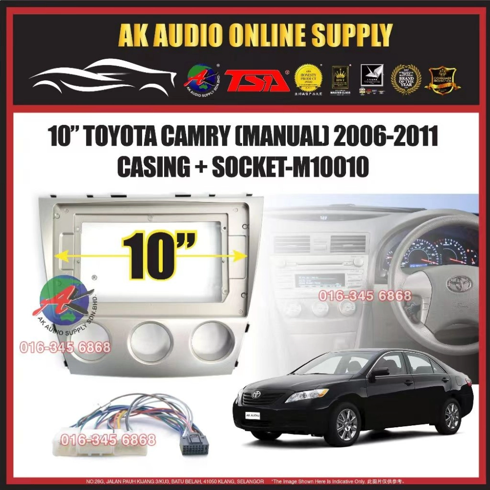 Toyota Camry 2006 2007 - 2011 ( Manual Air Cond ) 10" Inch Android Player Casing + Socket - M10010