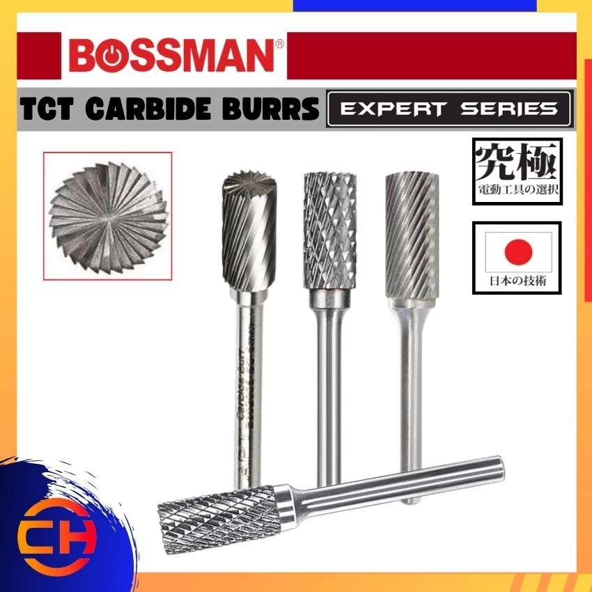 BOSSMAN TCT CARBIDE BURRS BA031303/ BA061203/ BA082006/ BA102006/ BA122506/ BA162506 CYLINDER - DOUBLE CUT (A)