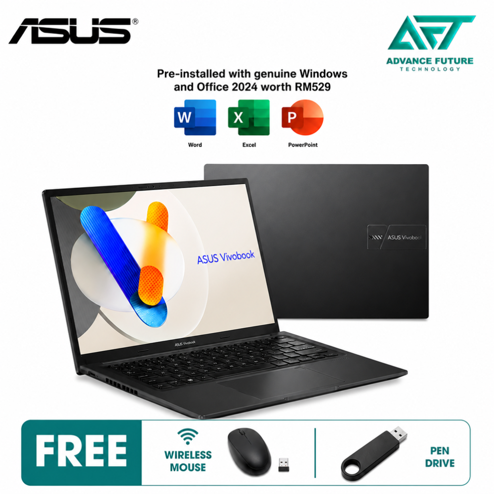 Asus VivoBook 14 A1405V-ALY910WS 14" WUXGA Laptop Indie Black ( Intel Core i7 13620H, 16GB, 512GB, Intel, W11, H&S 2024&M365 )