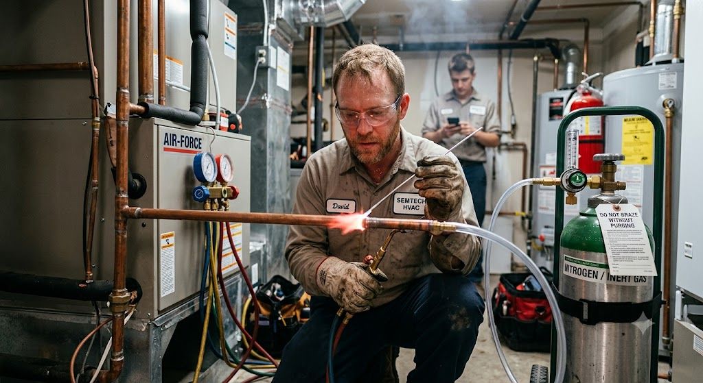 nitrogen purging HVAC copper brazing method