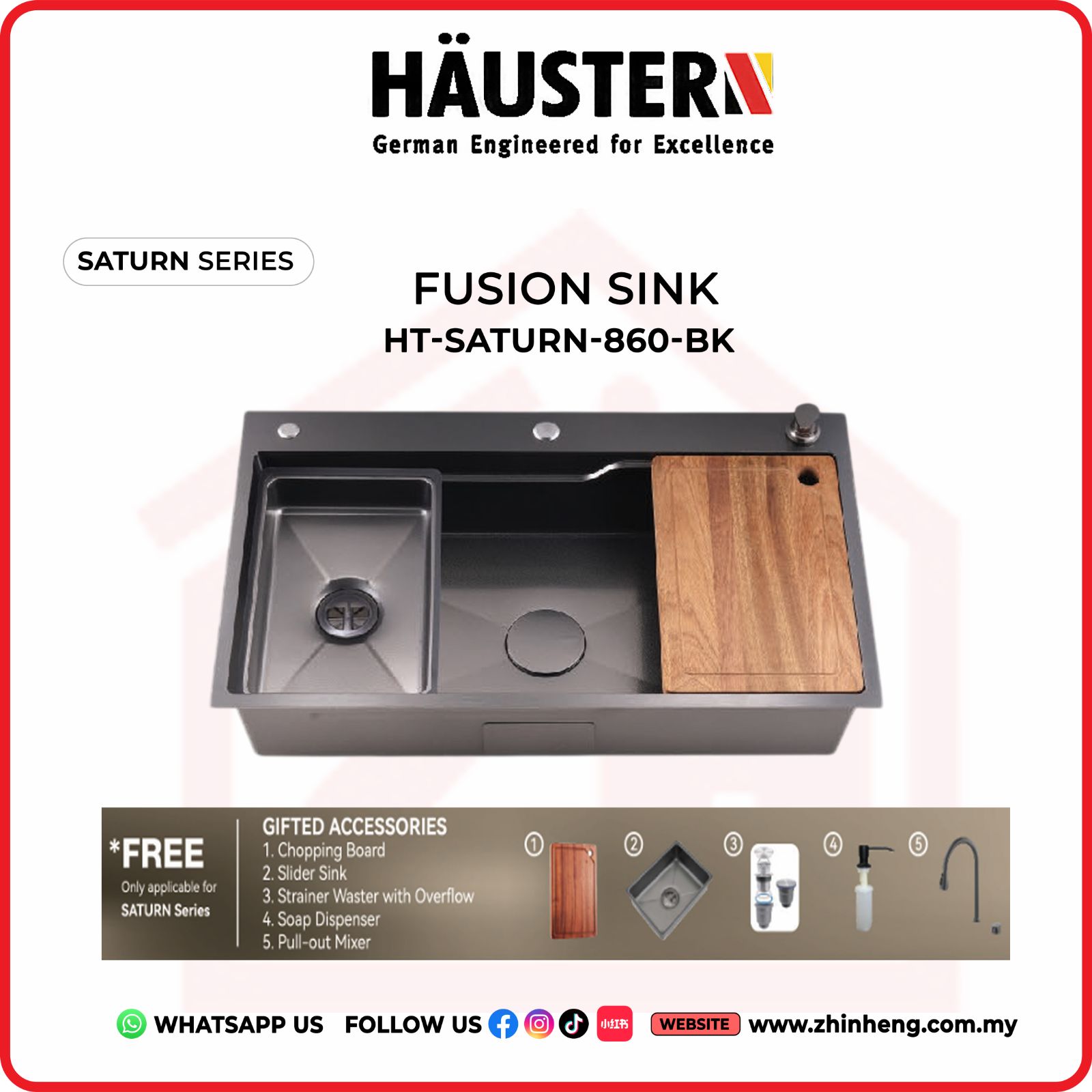 HAUSTERN SATURN KITCHEN SINK HT-SATURN-860-BK