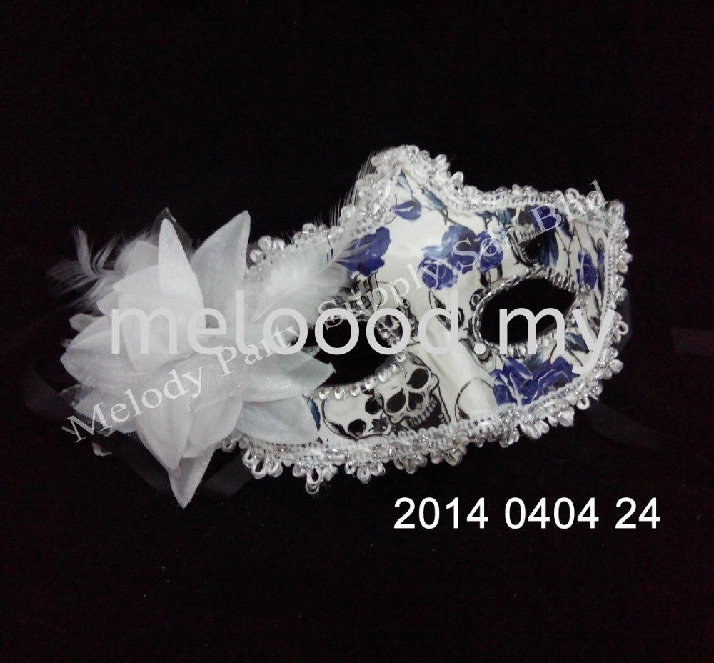 Flower Lace Edge Skull and Rose Pattern Half Mask - 2014 0404 2