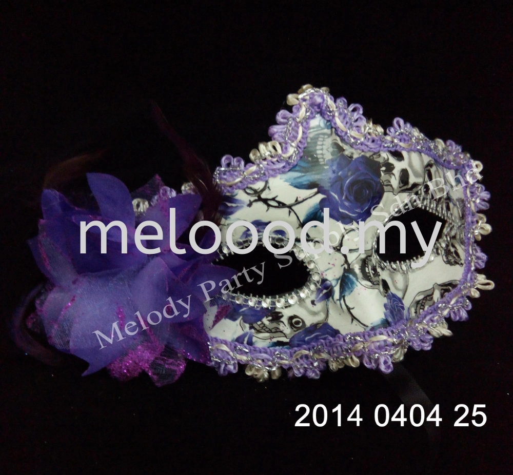 Flower Lace Edge Skull and Rose Pattern Half Mask - 2014 0404 2